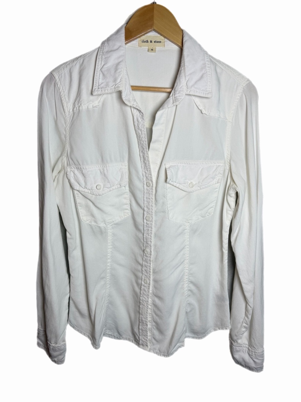 Cloth & Stone White long-sleeve button-up utility shirt Size Medium